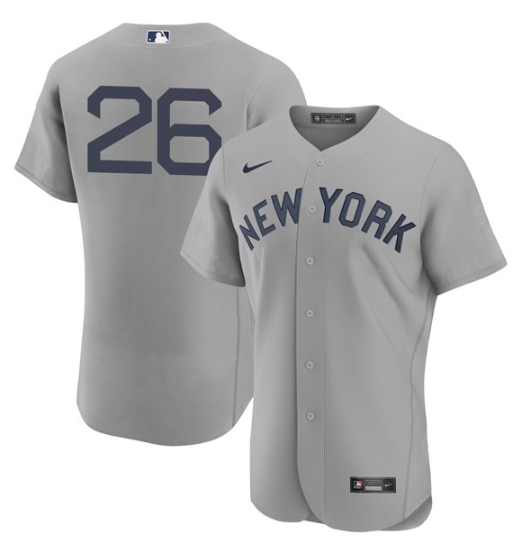 Men's Grey New York Yankees #26 DJ LeMahieu 2021 Field of Dreams Flex Base Stitched Baseball Jersey